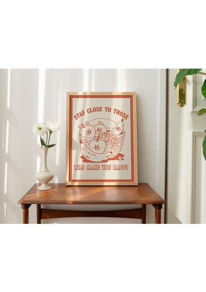 Çerçeveli Retro Meyve Baskısı, Vintage Pazar Illüstrasyonu, Yanık Turuncu Duvar Dekoru, Mutfak Duvar Sanatı modelleri