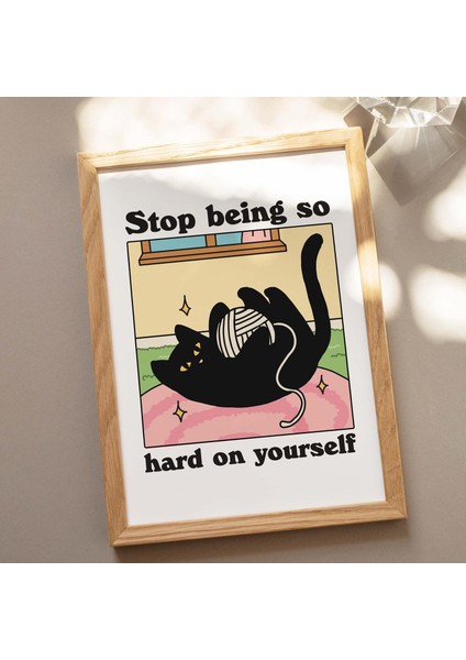 Çerçeveli Renkli Kedi Baskısı, Kendine Iyi Bak Alıntısı, Siyah Kedi Baskısı, Retro Kedi Posteri, Eklektik Sanat modelleri
