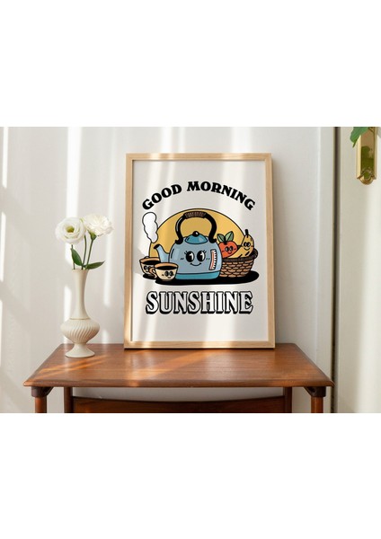 Mutfak Duvar Baskısı, Retro Kahvaltı Illüstrasyonu, Vintage Kettle 70'ler Poster, Yemek Dekoru fırsatları