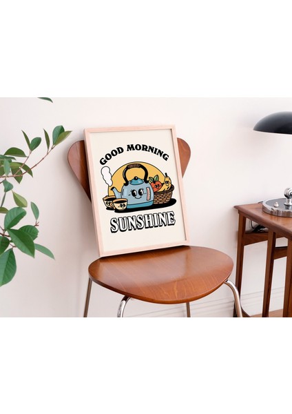 Mutfak Duvar Baskısı, Retro Kahvaltı Illüstrasyonu, Vintage Kettle 70'ler Poster, Yemek Dekoru