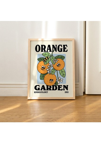 Çerçeveli Portakal Bahçesi Posteri, Çiçek Baskısı, Meyve Karakterli Poster, Çiçek Sanatı, Retro Tipografi modelleri