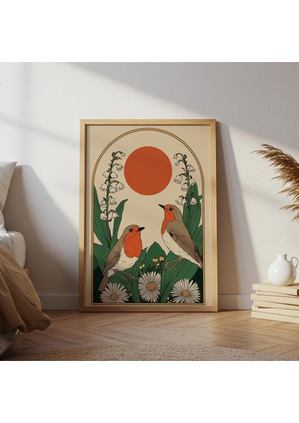 Avrupa Robin Halk Sanatı: Cottagecore Kuş Duvar Sanatı ( )