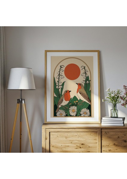 Avrupa Robin Halk Sanatı: Cottagecore Kuş Duvar Sanatı ( )