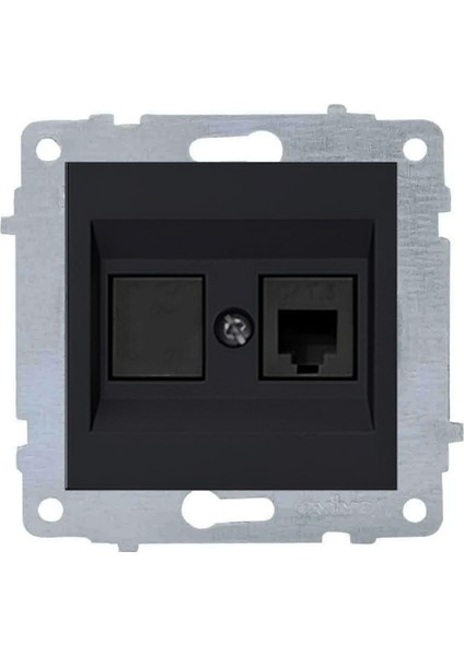 Grano Metalik Siyah Cat3 Telefon Prizi