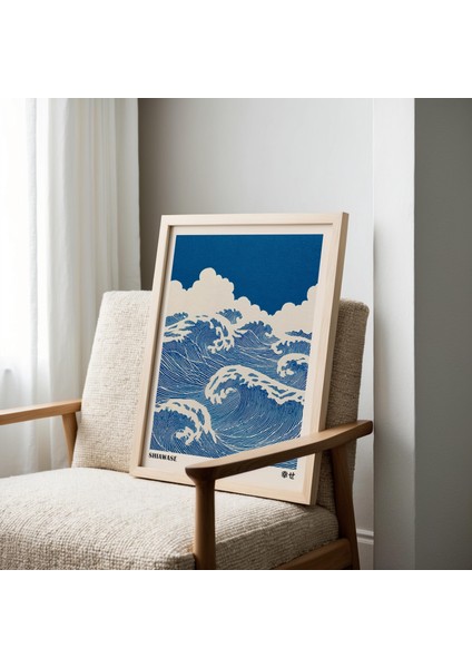 Japandi Duvar Sanatı: Mavi Dalgalar fırsatları