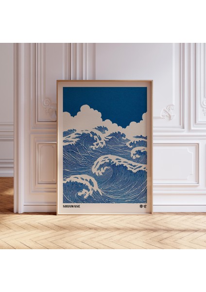 Japandi Duvar Sanatı: Mavi Dalgalar