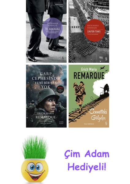 Erich Maria Remarque 4 Kitap Seti + Çim Adam Hediye