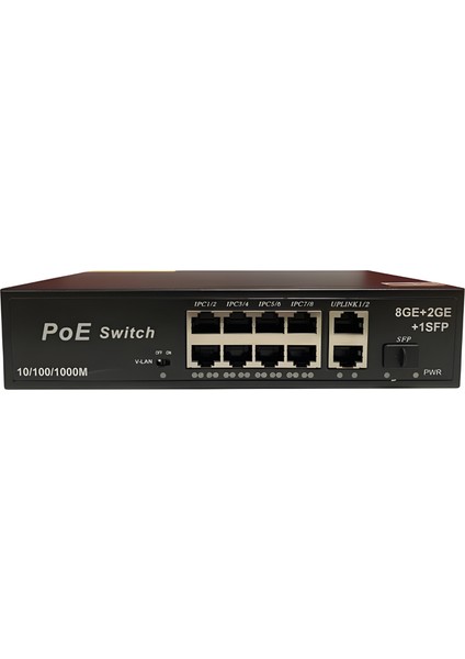 3038GE 8 Port Gigabit Poe Switch 22GBPS, 120W Güç 2 Uplink+Sfp Aı Watchdog Vlan