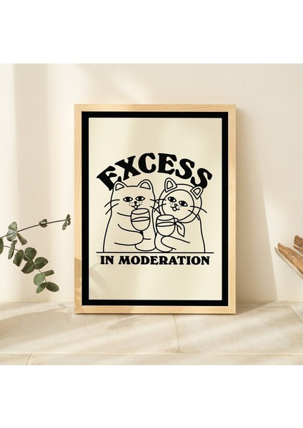 Sarhoş Kediler Şarap Baskısı, Retro Içki Içme Posterleri, Aşırı Tüketim ve Ölçülülük Alıntı Posterleri