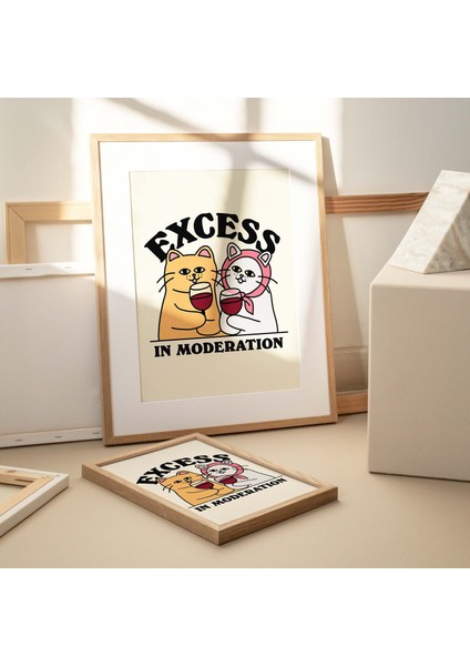 Sarhoş Kediler Şarap Baskısı, Retro Içki Içme Posterleri, Aşırı Tüketim ve Ölçülülük Alıntı Posterleri modelleri