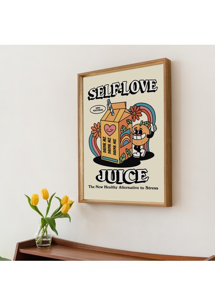 Çerçeveli Yaratıcı Meyve Suyu Baskısı, 70'ler Poster Illüstrasyonu, Vintage Estetik Çerçeveli Posterler modelleri