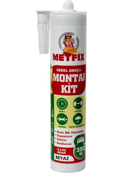 Korniş, Evye, Ayna ve Dekoratif Duvar Panelleri Için Montaj Yapıştırıcı 290ML - Beyaz