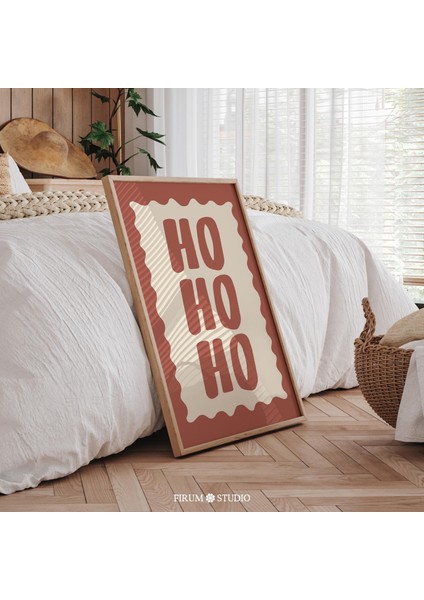 Ho Ho Ho Noel Duvar Sanatı, Şenlikli Kırmızı Tatil Tipografi Posteri fiyatları