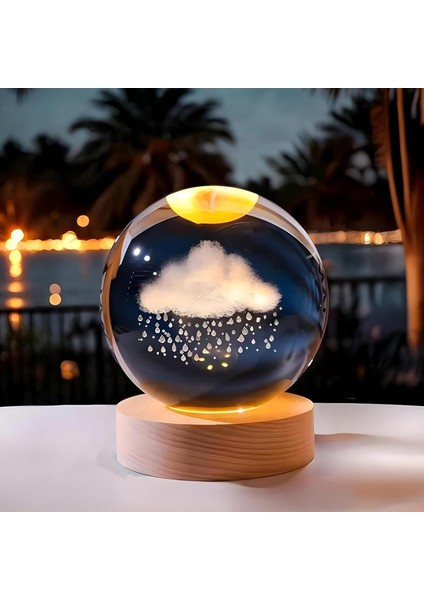 Kişiye Özel Büyük Boy Yağmurlu Bulut Temalı Kristal Küre Lamba fiyatları