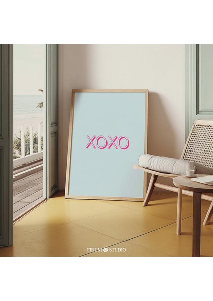Xoxo Gök Mavisi Alıntı Duvar Sanatı, Retro Mavi ve Pembe Yurt Posteri fiyatları
