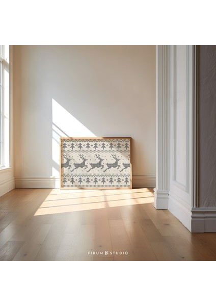 Nötr Noel, Bej ve Siyah Yatay Noel Duvar Sanatı |