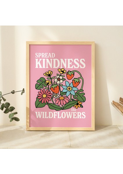 Pembe Kır Çiçekleri Posteri, Botanik Baskı, Çiçek Pazarı Posteri, Çiçek Baskısı