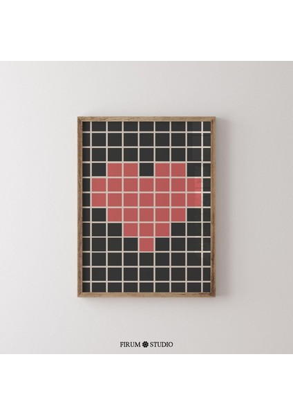 Sevgililer Günü Için Cesur Siyah ve Kırmızı Geometrik Kalpler Duvar Sanatı - Maksimalist Daire, Gösterişli Yatak Odası Dekoru | fiyatları