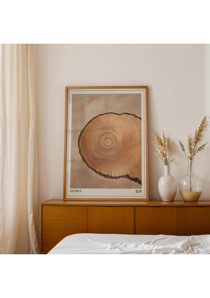 Seimei Japandi Ağaç Halkaları Duvar Sanatı, Wabi Sabi Ahşap Desenli Poster