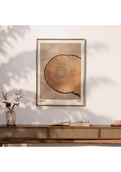 Seimei Japandi Ağaç Halkaları Duvar Sanatı, Wabi Sabi Ahşap Desenli Poster