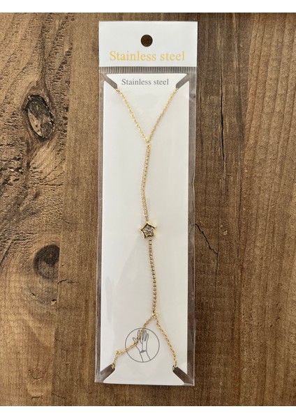 Şahmeran Çelik Taşlı Yıldız Şahmerdan Yıldızlı Kadın Şahmeran Gold Renkli Şahmeran Bileklik Şahmeran Yıldız Tasarım Taşlı Altın Renk Şahmerdan Bileklik – Zarif Kadın El Zinciri Takı modelleri