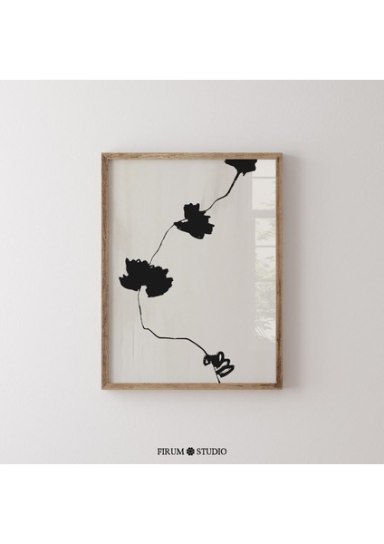 Minimal Botanik Siyah ve Bej, Nötr Duvar Sanatı fiyatları