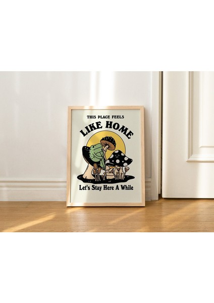 Kurbağa Mantar Duvarı, Retro Kurbağa Posteri, Olumlu Alıntı, Trend Duvar Sanatı