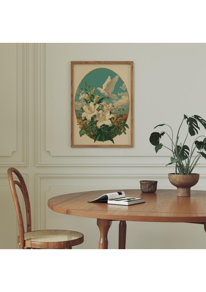 Beyaz Güvercin ve Zambaklar: Grandmillennial Cottagecore Duvar Sanatı (& Dosyalar Dahil) fiyatları