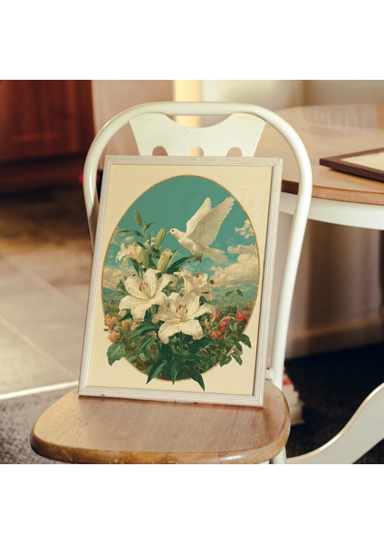 Beyaz Güvercin ve Zambaklar: Grandmillennial Cottagecore Duvar Sanatı (& Dosyalar Dahil) modelleri