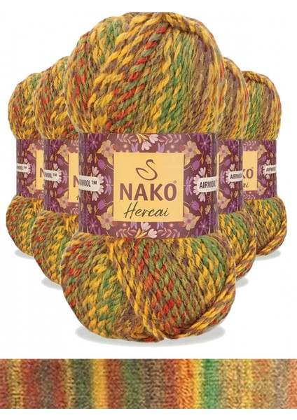 5 Adet Hercai Ebruli Hırka Kazak Atkı Bere El Örgü Ipi Yünü 7252