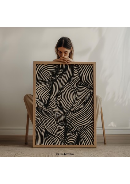 Soyut Çizgiler Sanatı, Modern Nötr Estetik Duvar Dekoru