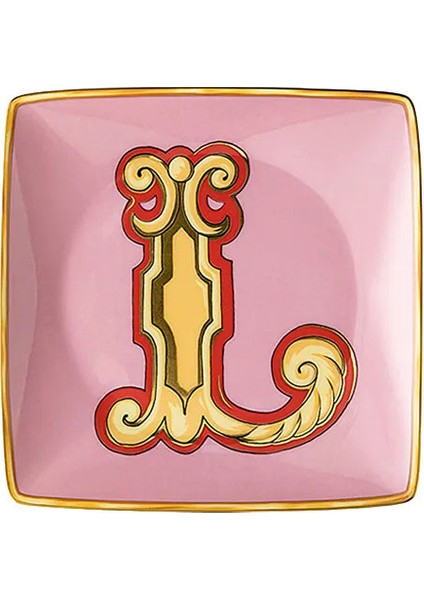 Alphabet L Harfli Porselen Dekoratif Tabak 12 cm