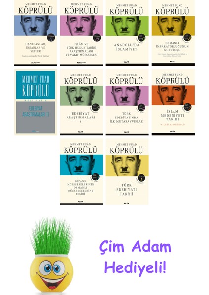 Mehmet Fuad Köprülü 10 Kitap Seti + Çim Adam Hediye