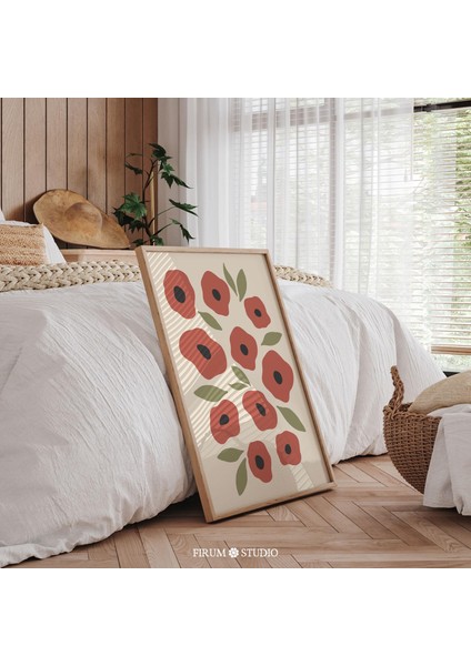 Sevimli Kırmızı Gelincik Sanatı, Modern Soyut Çiçek Tasarımı fiyatları