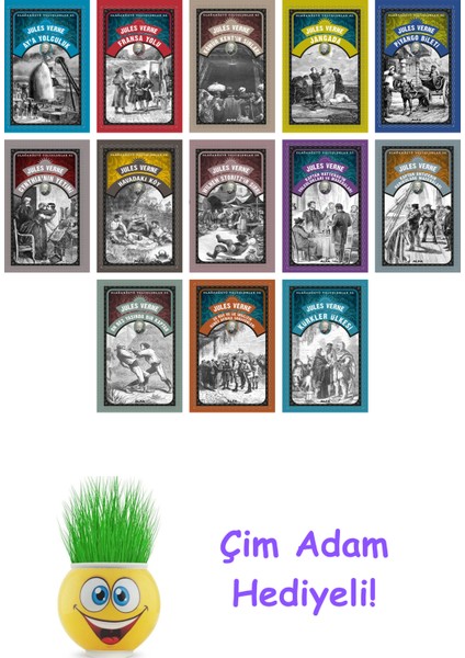 Jules Verne 13 Kitap Seti + Çim Adam Hediye