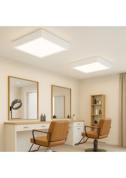Ahşap Beyaz Çerçeveli LED Aydınlatma Enerji Tasarruflu Avize 60*60 cm 3200K Gün Işığı