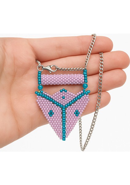 Üçgen Cam Boncuk Kolye – Mor & Turkuaz modelleri