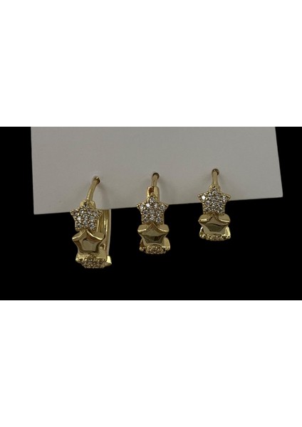 Kadın 3lü Çelik Gold Küpe Taşlı Küpe Gold Küpe 3lü Küpe Gold Kaplama 3'lü Yıldız Küpe Seti Kadın Zirkon Taşlı Huggie Küçük Halka Kararmaz Set Küpe Lüks Takı fiyatları