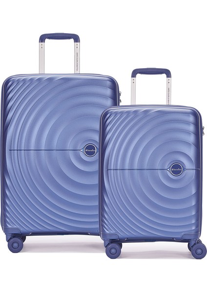 Benetton 2'li Set Orta ve Kabin Boy %100 Polipropilen Valiz Mavi 14BNT8002