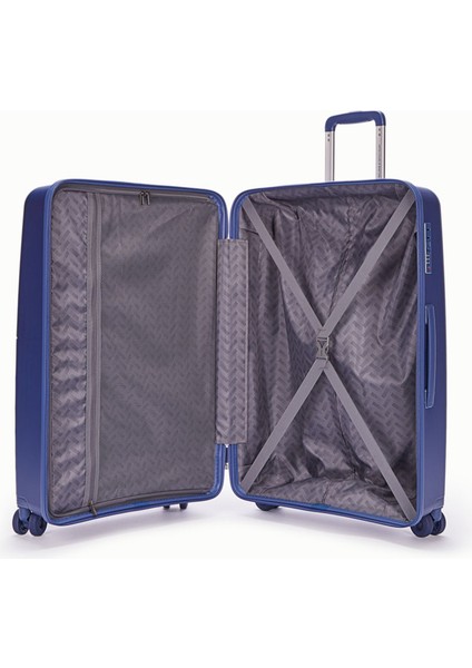 Benetton 2'li Set Orta ve Kabin Boy %100 Polipropilen Valiz Mavi 14BNT8002