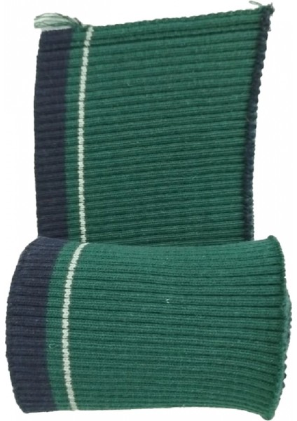 Kol Ribanası Triko Fitilli 2x1 Bant Yeşil Zemin Lacivert-Beyaz Çizgili (En 90 Boy 8 cm 1 Adet) T 546