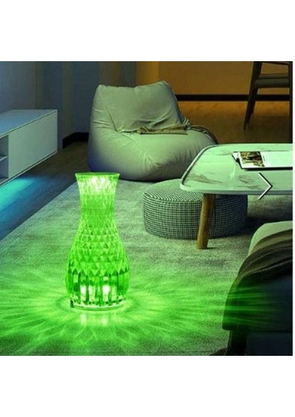 Sürahi Model USB Şarjlı Kumandalı 16 Farklı Işık Modlu Masa Üstü Kristal Akrilik Lamba LED (4887) fırsatları