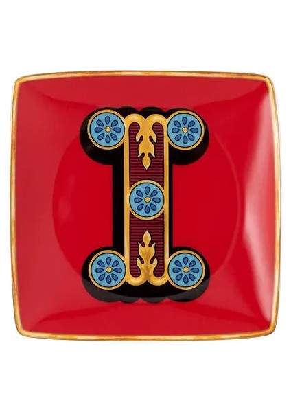 Alphabet I Harfli Porselen Dekoratif Tabak 12 cm
