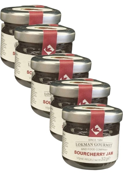 Mini Reçel Vişne Reçeli Tek Kullanımlık Cam Kavanoz 80 Gr. x 5 Adet