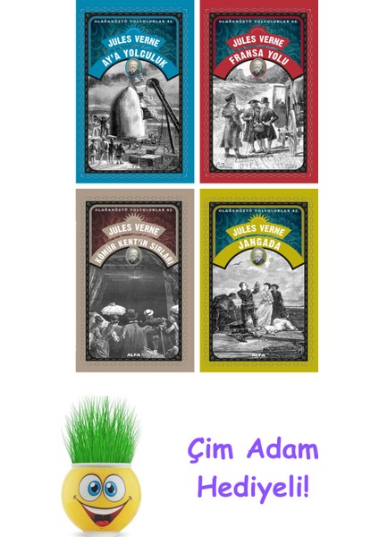 Jules Verne 4 Kitap Seti + Çim Adam Hediye