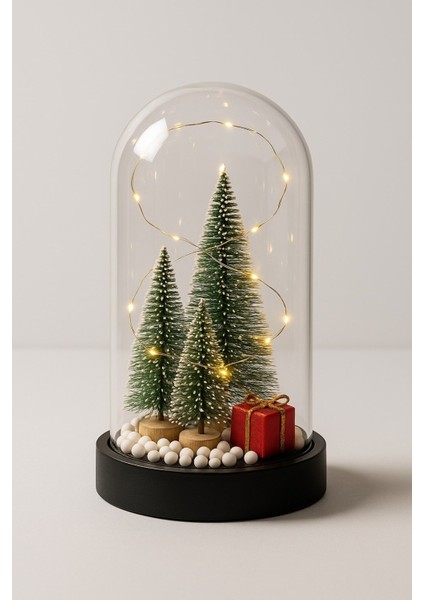 Yeni Yıl Ruhunu Yansıtan LED Işıklı 3 Lü Yılbaşı Kar Efektli Çam Ağacı Hediye Paketi Temalı Fanus fiyatları