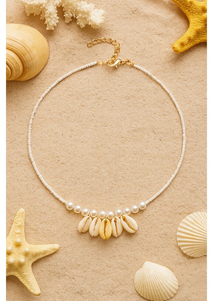 Doğal Deniz Kabuğu ve Boncuk Detaylı Yazlık Makrome Kolye fiyatları