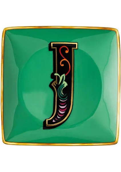 Alphabet J Harfli Porselen Dekoratif Tabak 12 cm