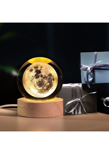 Kişiye Özel Büyük Boy 3D Ay Tasarımlı LED Işıklı Kristal Küre Gece Lambası indirimleri