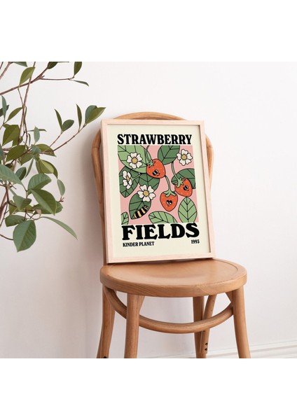 Retro Çilek Posteri, Botanik Baskı, Çiçek Pazarı Posteri, Çiçek Baskısı modelleri